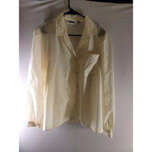 Suburbans Yellow Vintage Long Sleeve Button Up Shirt Sz 14 Embroidered Pocket